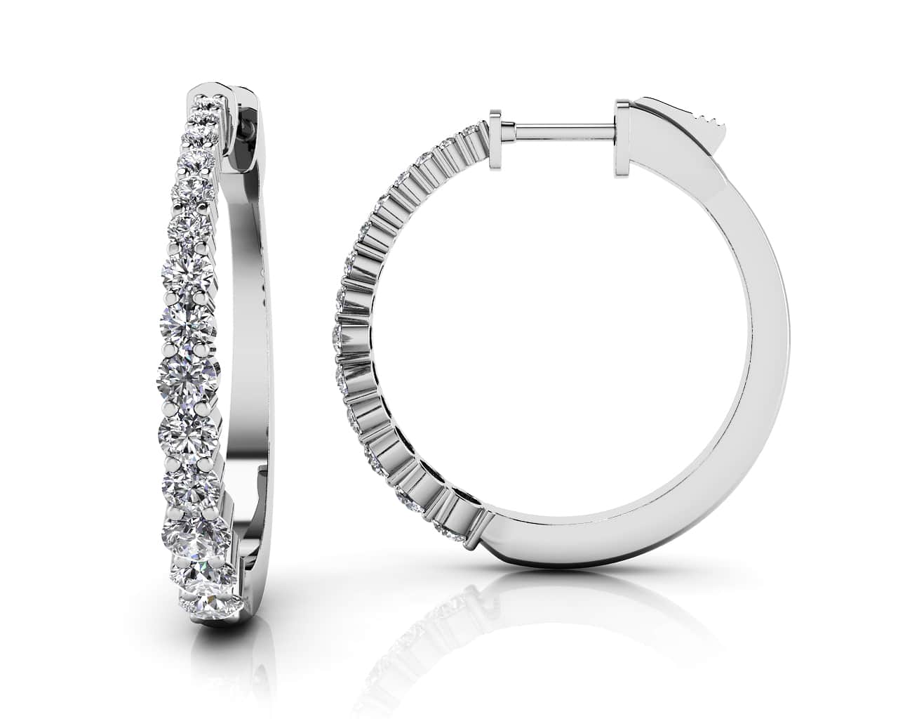 Effortless Tapered Lab - Grown Diamond Hoop Earrings with 1.27 ct.(finished) - Luxury Time NYC
